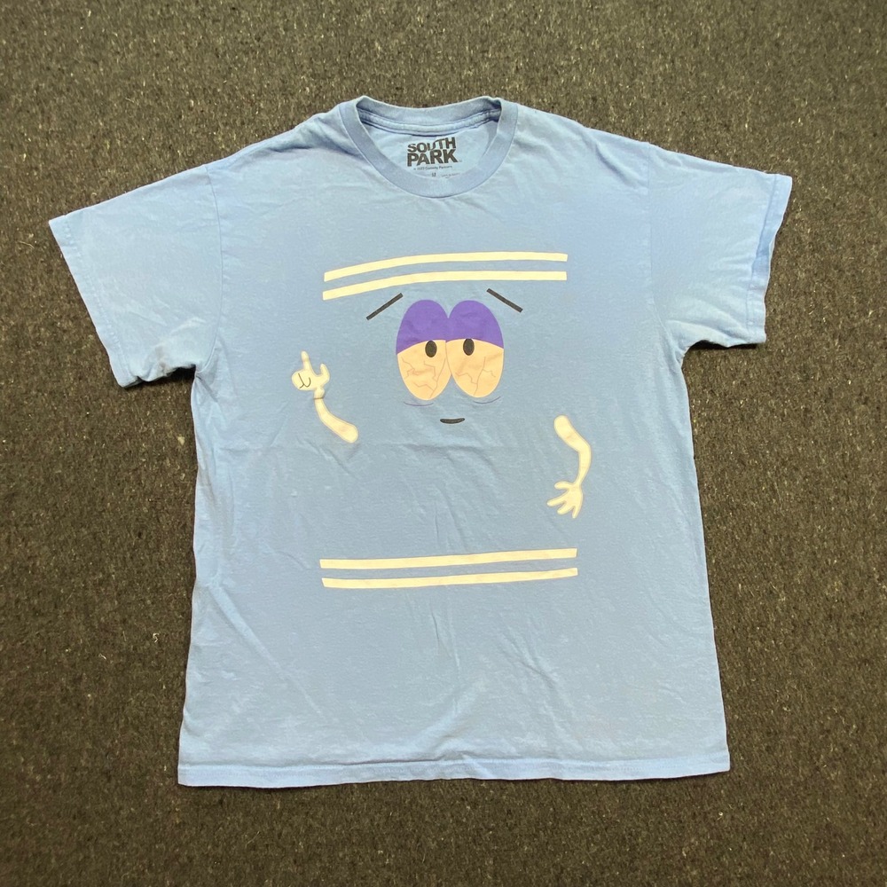South Park Towelie Men M Blue Graphic Tee Short Sleeve Cotton Shirt Stoner Humor